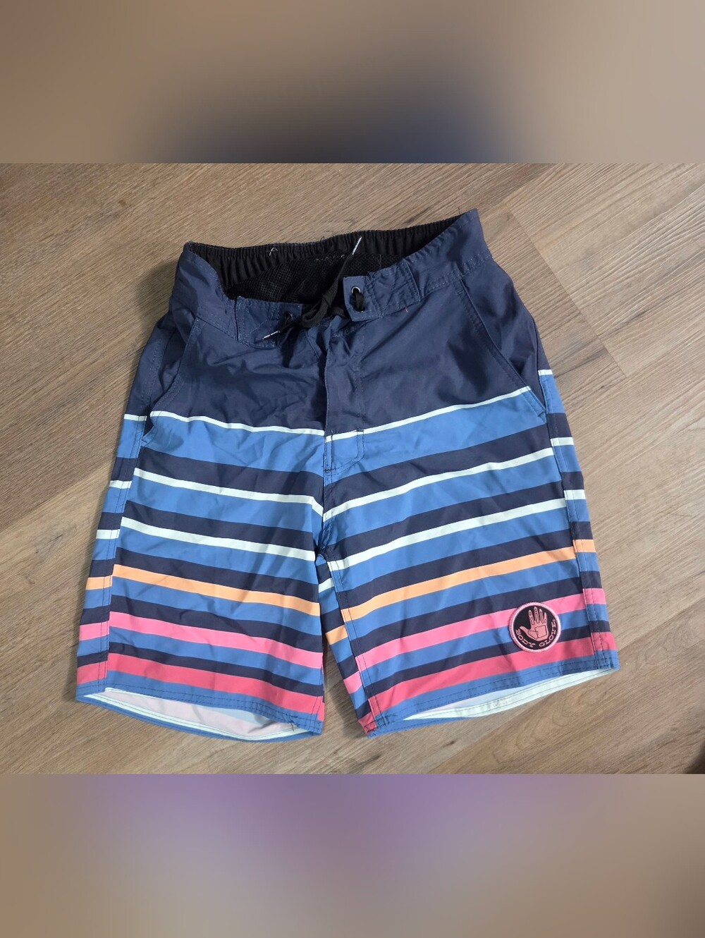 Body Glove Men's Navy Striped Athletic Swim Shorts